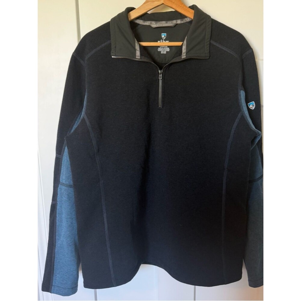 Kuhl Mens Revel Quarter zip Pullover sweater Fleece Blue Large EUC Gorpcore